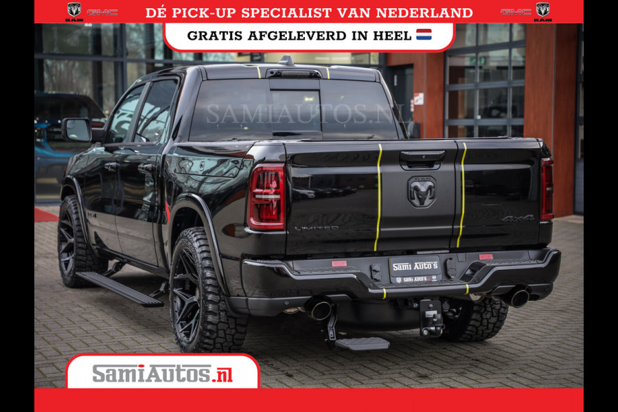 Dodge Ram 1500 LIMITED NIGHT HIGH OUTPUT | DE MEEST LUXUEUZE PICK UP | H.O 540PK 706 Nm 2025 | XB9 | MASSAGE | BOM VOL | CREW CAB | DUBBELE CABINE | GRIJSKENTEKEN | 5 PERSOONS | VOORRAAD NR 2337 - 7694