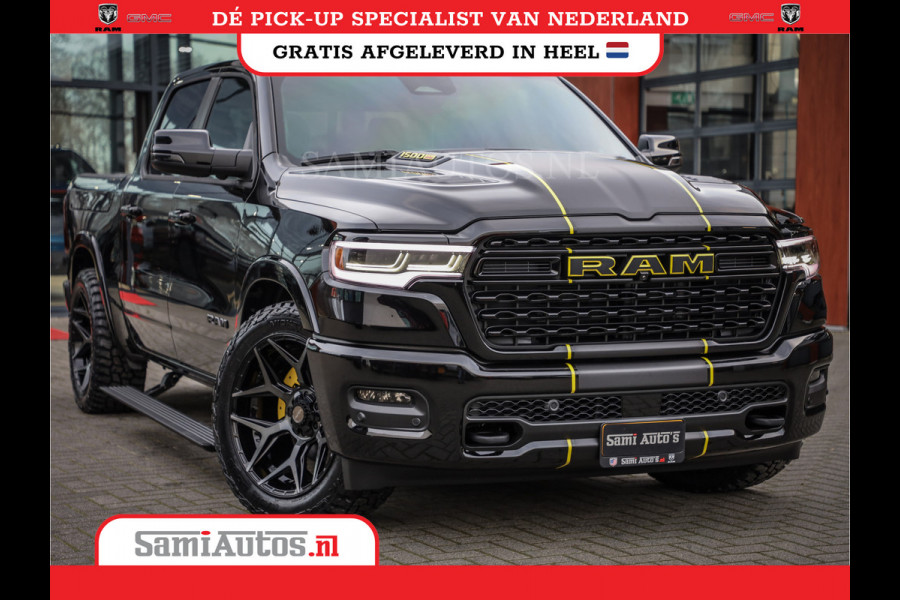 Dodge Ram 1500 LIMITED NIGHT HIGH OUTPUT | DE MEEST LUXUEUZE PICK UP | H.O 540PK 706 Nm 2025 | XB9 | MASSAGE | BOM VOL | CREW CAB | DUBBELE CABINE | GRIJSKENTEKEN | 5 PERSOONS | VOORRAAD NR 2337 - 7694