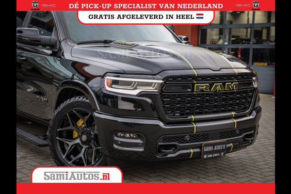 Dodge Ram 1500 LIMITED NIGHT HIGH OUTPUT | DE MEEST LUXUEUZE PICK UP | H.O 540PK 706 Nm 2025 | XB9 | MASSAGE | BOM VOL | CREW CAB | DUBBELE CABINE | GRIJSKENTEKEN | 5 PERSOONS | VOORRAAD NR 2337 - 7694