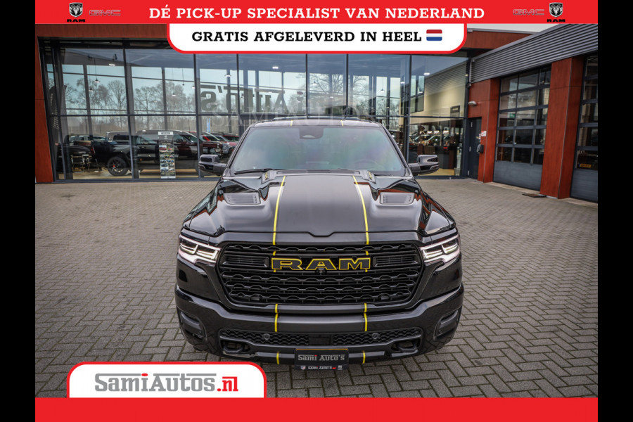 Dodge Ram 1500 LIMITED NIGHT HIGH OUTPUT | DE MEEST LUXUEUZE PICK UP | H.O 540PK 706 Nm 2025 | XB9 | MASSAGE | BOM VOL | CREW CAB | DUBBELE CABINE | GRIJSKENTEKEN | 5 PERSOONS | VOORRAAD NR 2337 - 7694