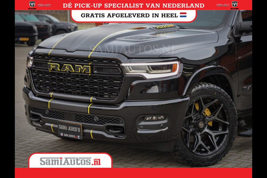 Dodge Ram 1500 LIMITED NIGHT HIGH OUTPUT | DE MEEST LUXUEUZE PICK UP | H.O 540PK 706 Nm 2025 | XB9 | MASSAGE | BOM VOL | CREW CAB | DUBBELE CABINE | GRIJSKENTEKEN | 5 PERSOONS | VOORRAAD NR 2337 - 7694