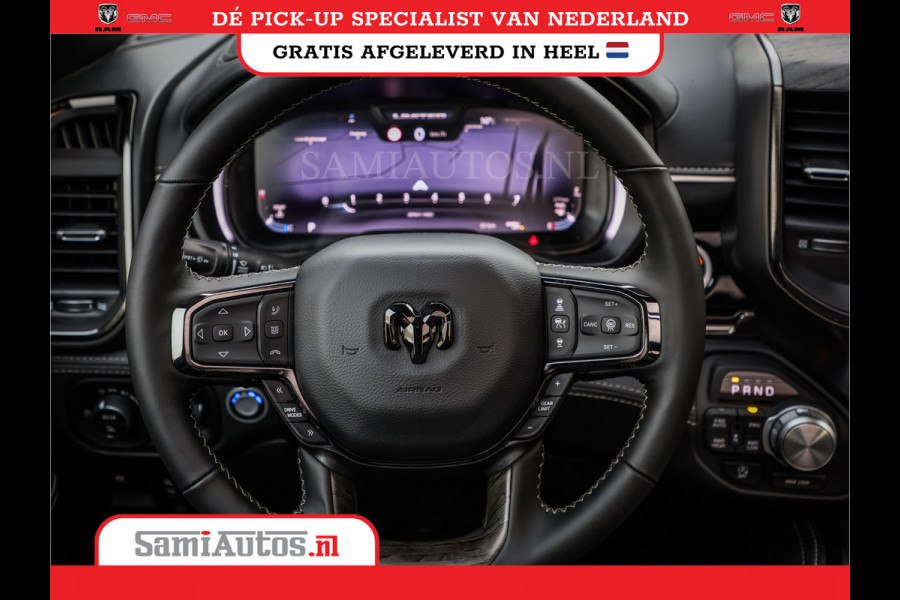 Dodge Ram 1500 LIMITED NIGHT HIGH OUTPUT | DE MEEST LUXUEUZE PICK UP | H.O 540PK 706 Nm 2025 | XB9 | MASSAGE | BOM VOL | CREW CAB | DUBBELE CABINE | GRIJSKENTEKEN | 5 PERSOONS | VOORRAAD NR 2337 - 7694