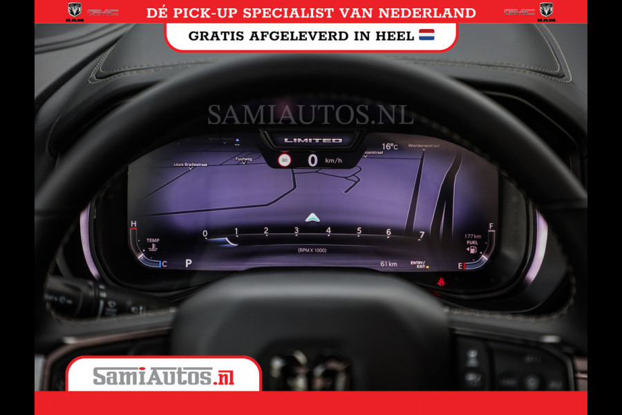 Dodge Ram 1500 LIMITED NIGHT HIGH OUTPUT | DE MEEST LUXUEUZE PICK UP | H.O 540PK 706 Nm 2025 | XB9 | MASSAGE | BOM VOL | CREW CAB | DUBBELE CABINE | GRIJSKENTEKEN | 5 PERSOONS | VOORRAAD NR 2337 - 7694