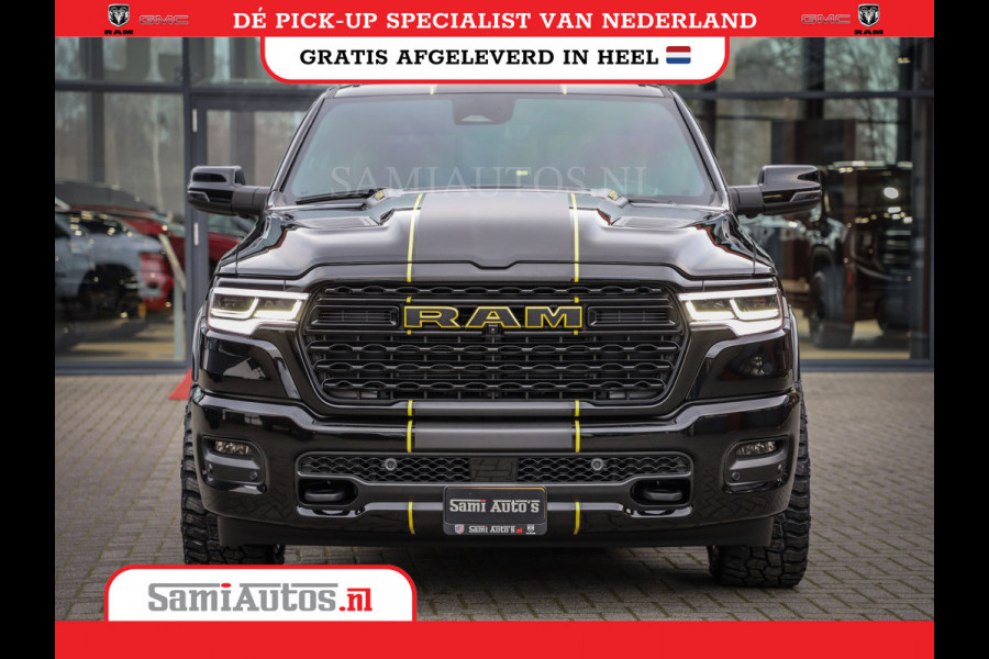 Dodge Ram 1500 LIMITED NIGHT HIGH OUTPUT | DE MEEST LUXUEUZE PICK UP | H.O 540PK 706 Nm 2025 | XB9 | MASSAGE | BOM VOL | CREW CAB | DUBBELE CABINE | GRIJSKENTEKEN | 5 PERSOONS | VOORRAAD NR 2337 - 7694