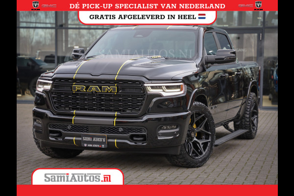 Dodge Ram 1500 LIMITED NIGHT HIGH OUTPUT | DE MEEST LUXUEUZE PICK UP | H.O 540PK 706 Nm 2025 | XB9 | MASSAGE | BOM VOL | CREW CAB | DUBBELE CABINE | GRIJSKENTEKEN | 5 PERSOONS | VOORRAAD NR 2337 - 7694
