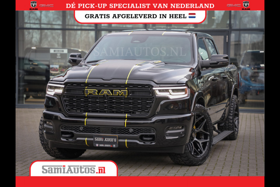 Dodge Ram 1500 LIMITED NIGHT HIGH OUTPUT | DE MEEST LUXUEUZE PICK UP | H.O 540PK 706 Nm 2025 | XB9 | MASSAGE | BOM VOL | CREW CAB | DUBBELE CABINE | GRIJSKENTEKEN | 5 PERSOONS | VOORRAAD NR 2337 - 7694