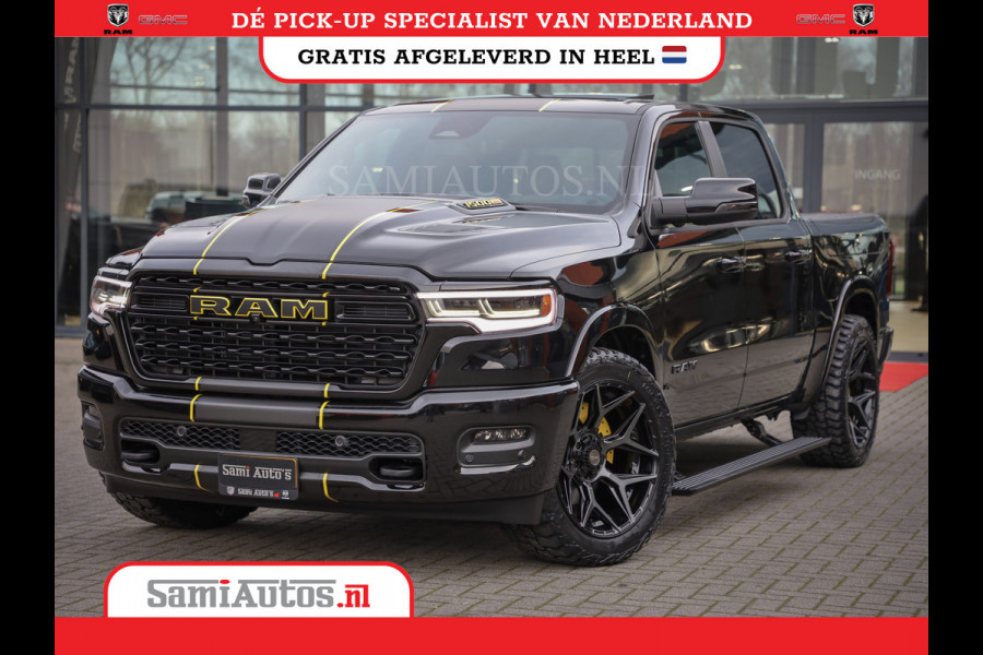 Dodge Ram 1500 LIMITED NIGHT HIGH OUTPUT | DE MEEST LUXUEUZE PICK UP | H.O 540PK 706 Nm 2025 | XB9 | MASSAGE | BOM VOL | CREW CAB | DUBBELE CABINE | GRIJSKENTEKEN | 5 PERSOONS | VOORRAAD NR 2337 - 7694