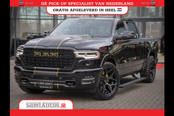 Dodge Ram 1500 LIMITED NIGHT HIGH OUTPUT | DE MEEST LUXUEUZE PICK UP | H.O 540PK 706 Nm 2025 | XB9 | MASSAGE | BOM VOL | CREW CAB | DUBBELE CABINE | GRIJSKENTEKEN | 5 PERSOONS | VOORRAAD NR 2337 - 7694