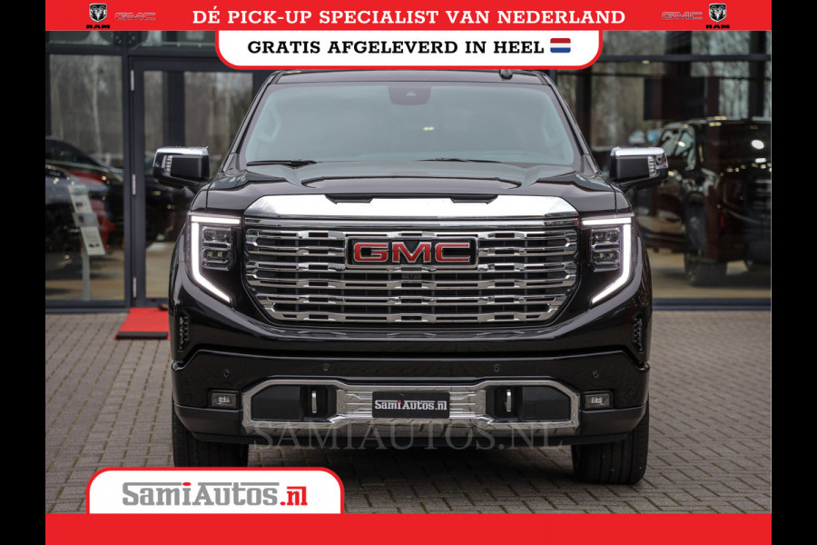 GMC Sierra Denali 6.2 V8 426PK | BLACK LEDER | HUD | ALLE OPTIES | HEAD-UP | LANE ASSIST | 360 CAMERA | VIRTUAL COCKPIT | DUBBELE CABINE | 5 PERSOONS | PICK UP | Voorraad Nr 420334