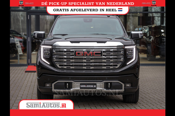 GMC Sierra Denali 6.2 V8 426PK | BLACK LEDER | HUD | ALLE OPTIES | HEAD-UP | LANE ASSIST | 360 CAMERA | VIRTUAL COCKPIT | DUBBELE CABINE | 5 PERSOONS | PICK UP | Voorraad Nr 420334