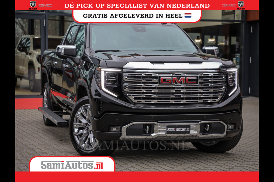 GMC Sierra Denali 6.2 V8 426PK | BLACK LEDER | HUD | ALLE OPTIES | HEAD-UP | LANE ASSIST | 360 CAMERA | VIRTUAL COCKPIT | DUBBELE CABINE | 5 PERSOONS | PICK UP | Voorraad Nr 420334