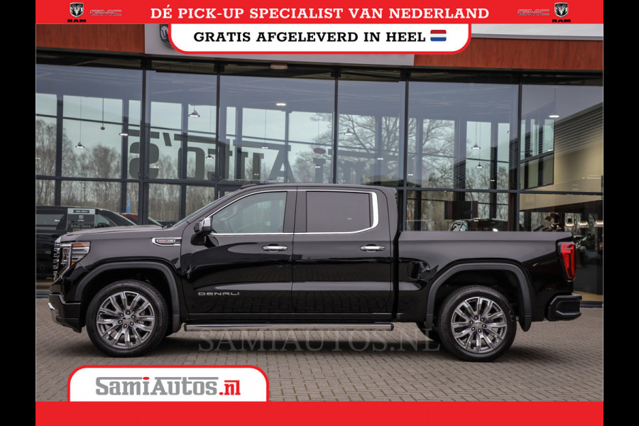 GMC Sierra Denali 6.2 V8 426PK | BLACK LEDER | HUD | ALLE OPTIES | HEAD-UP | LANE ASSIST | 360 CAMERA | VIRTUAL COCKPIT | DUBBELE CABINE | 5 PERSOONS | PICK UP | Voorraad Nr 420334