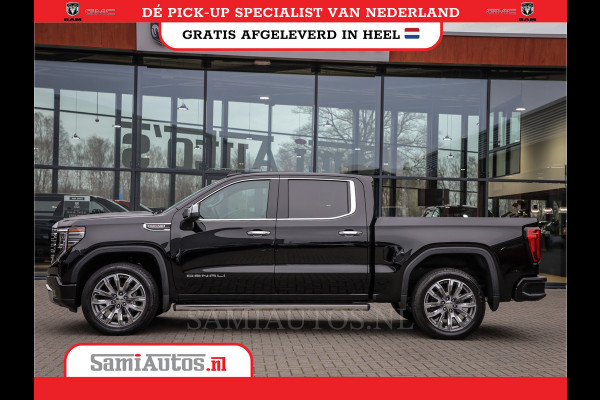 GMC Sierra Denali 6.2 V8 426PK | BLACK LEDER | HUD | ALLE OPTIES | HEAD-UP | LANE ASSIST | 360 CAMERA | VIRTUAL COCKPIT | DUBBELE CABINE | 5 PERSOONS | PICK UP | Voorraad Nr 420334