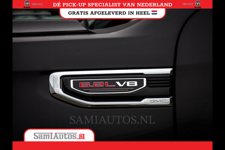 GMC Sierra Denali 6.2 V8 426PK | BLACK LEDER | HUD | ALLE OPTIES | HEAD-UP | LANE ASSIST | 360 CAMERA | VIRTUAL COCKPIT | DUBBELE CABINE | 5 PERSOONS | PICK UP | Voorraad Nr 420334