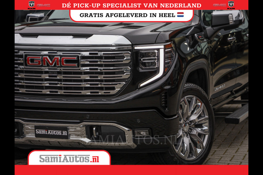 GMC Sierra Denali 6.2 V8 426PK | BLACK LEDER | HUD | ALLE OPTIES | HEAD-UP | LANE ASSIST | 360 CAMERA | VIRTUAL COCKPIT | DUBBELE CABINE | 5 PERSOONS | PICK UP | Voorraad Nr 420334