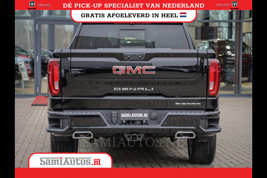 GMC Sierra Denali 6.2 V8 426PK | BLACK LEDER | HUD | ALLE OPTIES | HEAD-UP | LANE ASSIST | 360 CAMERA | VIRTUAL COCKPIT | DUBBELE CABINE | 5 PERSOONS | PICK UP | Voorraad Nr 420334