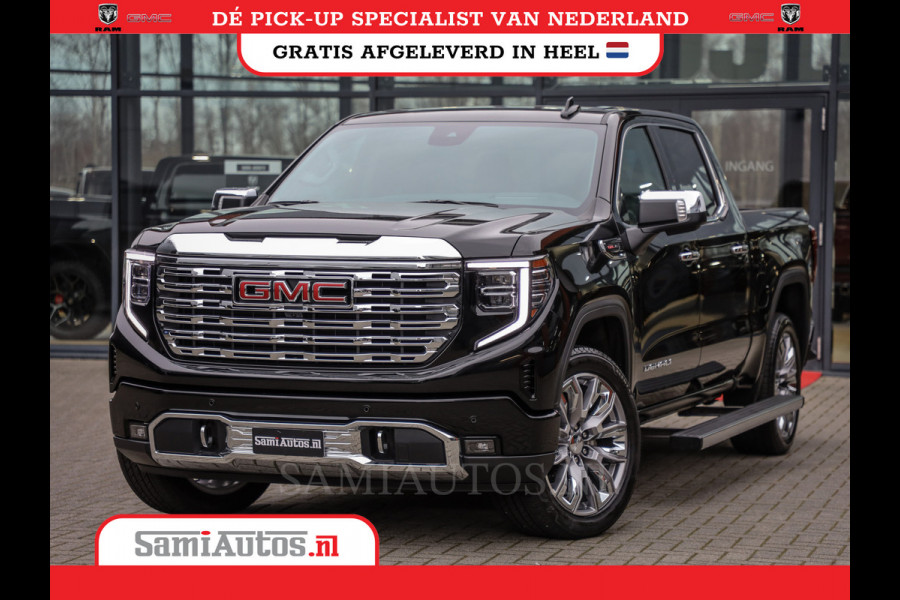GMC Sierra Denali 6.2 V8 426PK | BLACK LEDER | HUD | ALLE OPTIES | HEAD-UP | LANE ASSIST | 360 CAMERA | VIRTUAL COCKPIT | DUBBELE CABINE | 5 PERSOONS | PICK UP | Voorraad Nr 420334