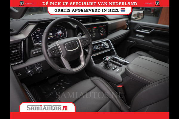 GMC Sierra Denali 6.2 V8 426PK | BLACK LEDER | HUD | ALLE OPTIES | HEAD-UP | LANE ASSIST | 360 CAMERA | VIRTUAL COCKPIT | DUBBELE CABINE | 5 PERSOONS | PICK UP | Voorraad Nr 420334