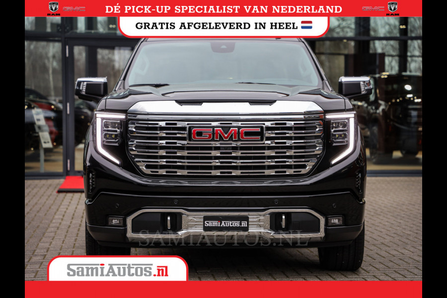 GMC Sierra Denali 6.2 V8 426PK | BLACK LEDER | HUD | ALLE OPTIES | HEAD-UP | LANE ASSIST | 360 CAMERA | VIRTUAL COCKPIT | DUBBELE CABINE | 5 PERSOONS | PICK UP | Voorraad Nr 420334
