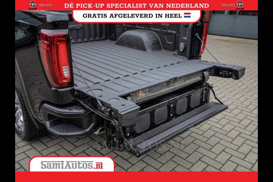 GMC Sierra Denali 6.2 V8 426PK | BLACK LEDER | HUD | ALLE OPTIES | HEAD-UP | LANE ASSIST | 360 CAMERA | VIRTUAL COCKPIT | DUBBELE CABINE | 5 PERSOONS | PICK UP | Voorraad Nr 420334