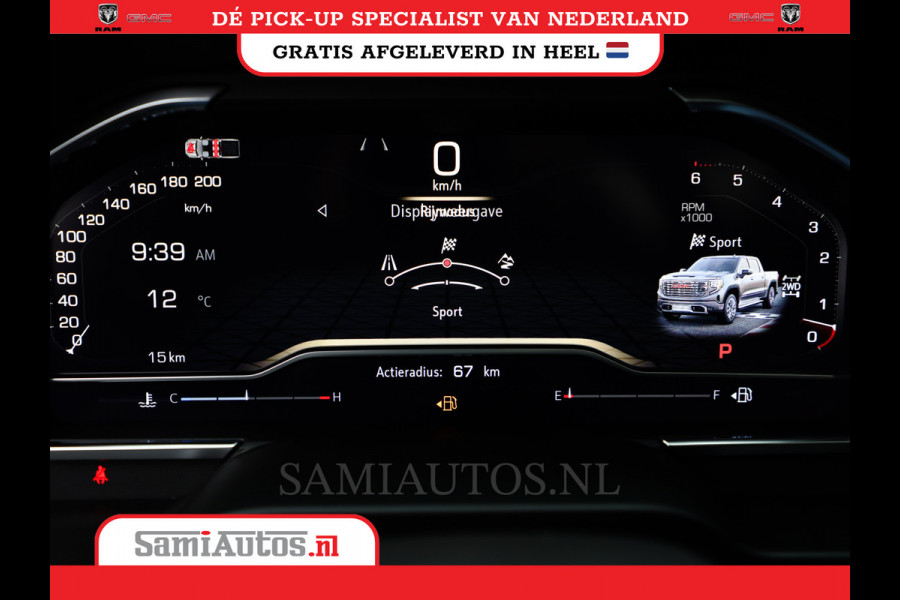 GMC Sierra Denali 6.2 V8 | HUD | 360CAMERA | HEAD-UP | APPLE CARPLAY | VIRTUAL COCKPIT |  BLACK LEDER | | FULL OPTION | DUBBELE CABINE | 5 PERSOONS | PICK UP | VOORRAAD NR 431569
