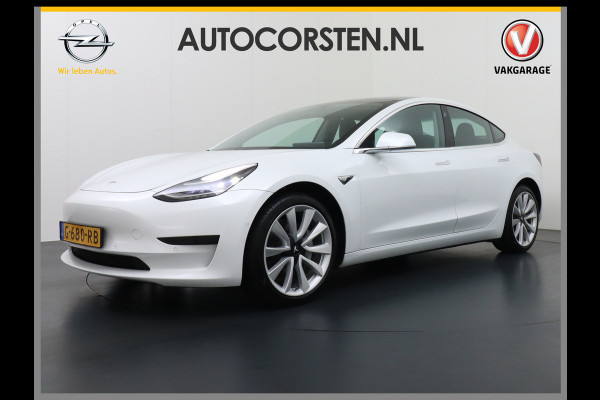 Tesla Model 3 SR+60kWh 325PK 19" AutoPilot Leer PanoDak Adaptive cruise Camera's Elektr.-Stuur+Stoelen+Spiegels+Geheugen+Easy-Entry+Verwarmde  Navi full map LED-a+v ACC Dual-ECC DAB Voorverwarmen interieur via App Keyless via Telefoonsleutel One-Pedal-Drive Orig. nlse auto tot 11kw laden thuis ! Snelladen Garantie Accu tot  10-12-2027 max 160.000km 1584kg licht!