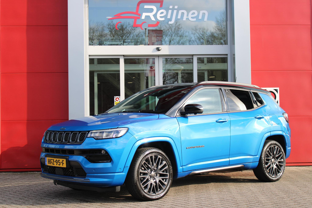 Jeep Compass 4xe 240PK Plug-in Hybrid S | NAVIGATIE 10,25 "TOUCHSCREEN | APPLE CARPLAY/ANDROID AUTO | 360° CAMERA | ALPINE PREMIUM DAB+ RADIO | CLIMATE CONTROL | 19"GRANITE CRYSTAL MATT LICHTMETALEN VELGEN | ADAPTIVE / CRUISE CONTROL | DIGITAAL INSTRUMENTENPANEEL | LEDEREN BEKLEDING | STOELVERWARMING  | ELEKTRISCH VERSTELBARE BESTUURDERSSTOEL MET GEHEUGEN / BIJRIJDERSTOEL ELEKTRISCH VERSTELBAAR | ELEKTRISCH BEDIENBARE ACHTERKLEP | FULL LED KOPLAMPEN | LED MISTLAMPEN / BOCHTVERLICHTING | KEYLESS ENTRY & START | DRAADLOOS LADEN | DRAADLOOS APPLE CARPLAY | STUUR VERWARMING | DODEHOEK
