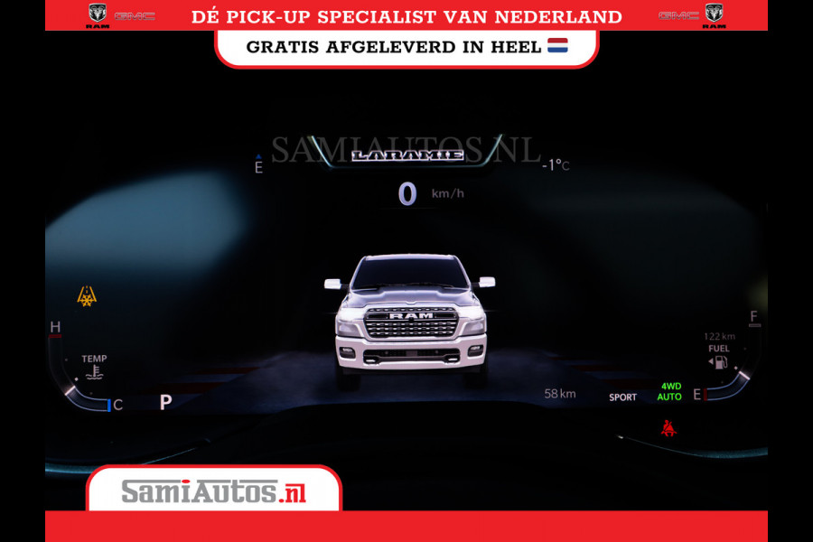 Dodge Ram 420PK 636 Nm | 14,4 SCHERM + 10.2 INCH PASSENGER SCREEN | PRIJS MET LPG EN COVER EN GARANTIE | DUBBELE CABINE | PICK UP | 5 PERSOONS | DC | GRIJSKENTEKEN | VOORAAD 2223 - 5047