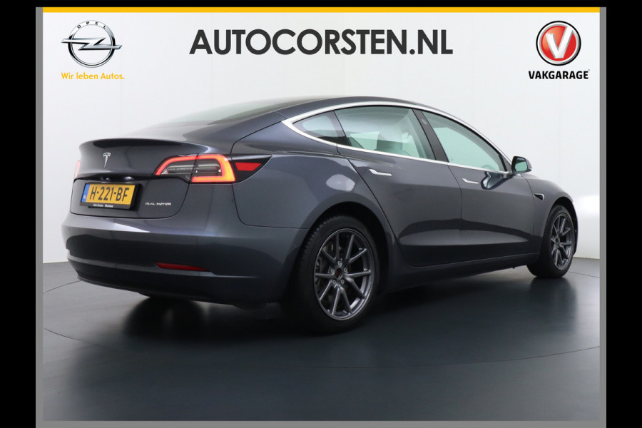 Tesla Model 3 Long Range AWD 75kWh IVOOR 463PK 18" FSD-Full Self Driving Computer Premium Audio 4wd AutoPilot Panoramadak Camera's Leer Adapti Ecc Dual-Motor Keyless Stoel+Achterbank verwarming Electr.Stoelen+Memory+Easy-Entry WiFi Origineel Nederlandse auto Grootste accu Tot 16,5kwh thuis laden. Accu/Motor Garantie tot 27-12-2027 max 192.000km