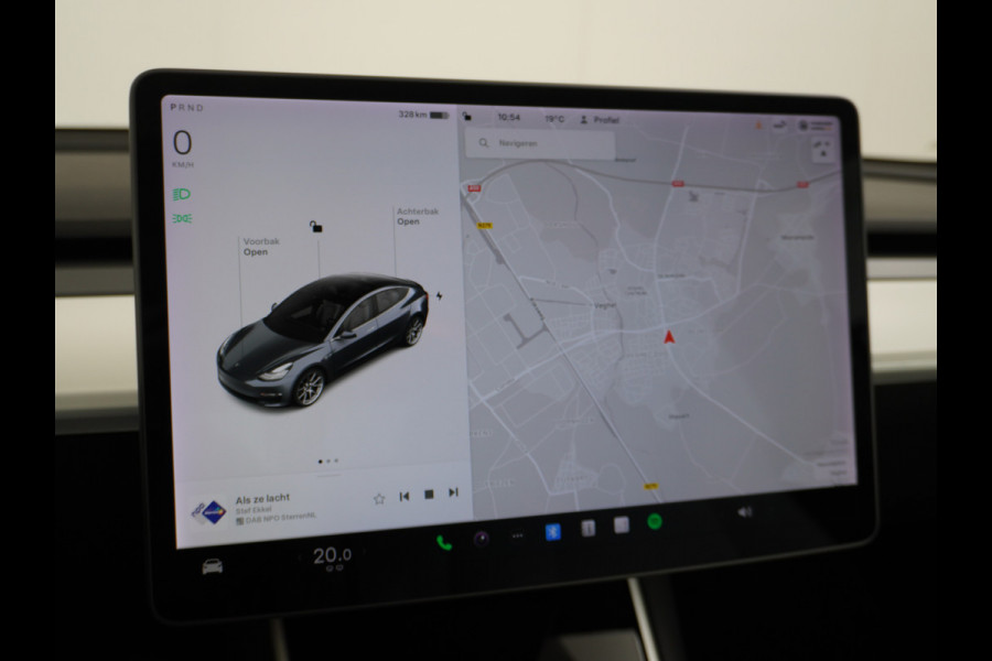 Tesla Model 3 Long Range AWD 75kWh IVOOR 463PK 18" FSD-Full Self Driving Computer Premium Audio 4wd AutoPilot Panoramadak Camera's Leer Adapti Ecc Dual-Motor Keyless Stoel+Achterbank verwarming Electr.Stoelen+Memory+Easy-Entry WiFi Origineel Nederlandse auto Grootste accu Tot 16,5kwh thuis laden. Accu/Motor Garantie tot 27-12-2027 max 192.000km