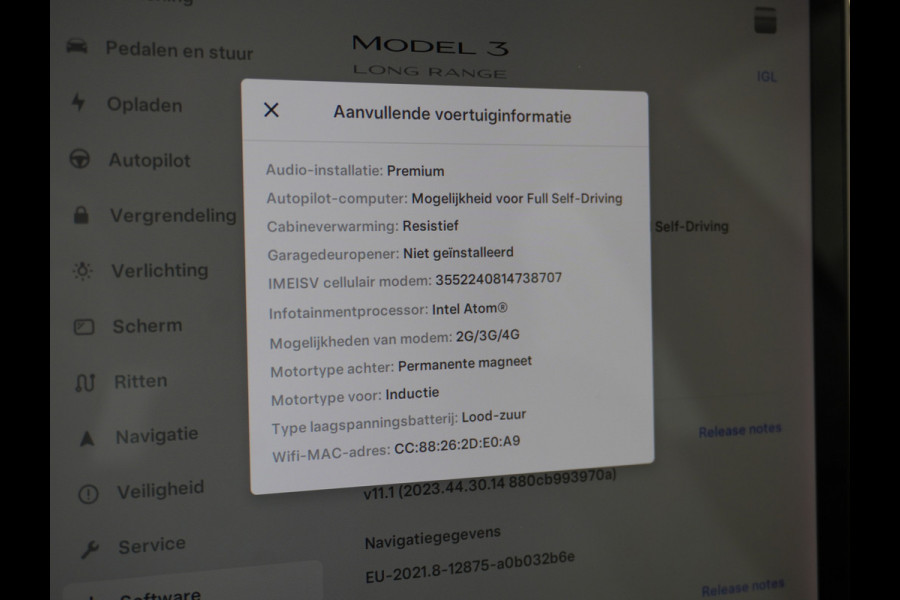 Tesla Model 3 Long Range AWD 75kWh IVOOR 463PK 18" FSD-Full Self Driving Computer Premium Audio 4wd AutoPilot Panoramadak Camera's Leer Adapti Ecc Dual-Motor Keyless Stoel+Achterbank verwarming Electr.Stoelen+Memory+Easy-Entry WiFi Origineel Nederlandse auto Grootste accu Tot 16,5kwh thuis laden. Accu/Motor Garantie tot 27-12-2027 max 192.000km