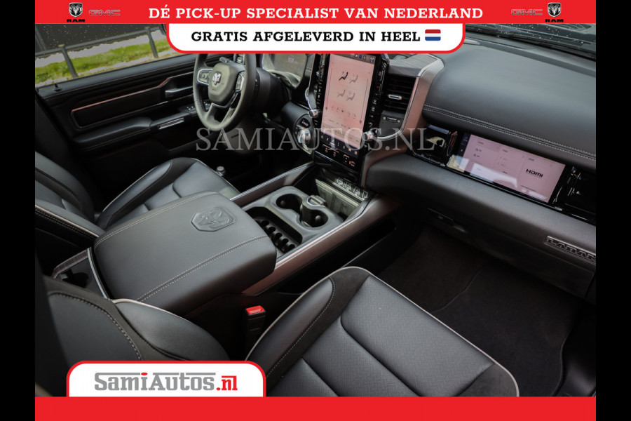 Dodge Ram PREMIUM EDITION | BOM VOL + 14.4 INCH SCHERM | LUCHTVERING | HUD | HURRICANE 420PK 636 Nm | PRIJS MET LPG EN COVER EN GARANTIE | DUBBELE CABINE | PICK UP | 5 PERSOONS | DC | GRIJSKENTEKEN | VOORRAAD NR 2215 - 4984
