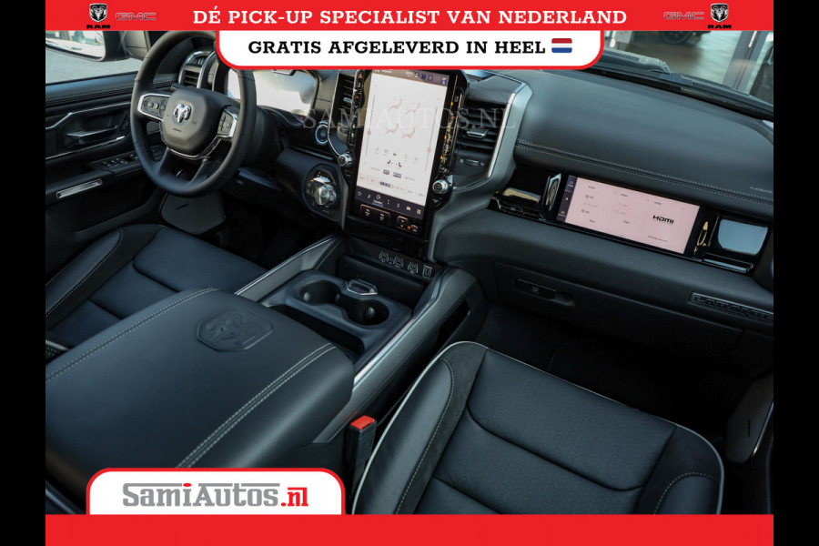 Dodge Ram PREMIUM EDITION | BOM VOL + 14.4 INCH SCHERM | LUCHTVERING | HUD | HURRICANE 420PK 636 Nm | PRIJS MET LPG EN COVER EN GARANTIE | DUBBELE CABINE | PICK UP | 5 PERSOONS | DC | GRIJSKENTEKEN | VOORRAAD NR 2215 - 4984