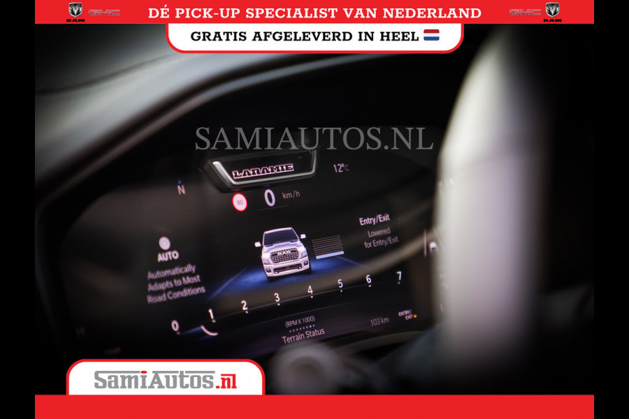 Dodge Ram PREMIUM EDITION | BOM VOL + 14.4 INCH SCHERM | LUCHTVERING | HUD | HURRICANE 420PK 636 Nm | PRIJS MET LPG EN COVER EN GARANTIE | DUBBELE CABINE | PICK UP | 5 PERSOONS | DC | GRIJSKENTEKEN | VOORRAAD NR 2215 - 4984