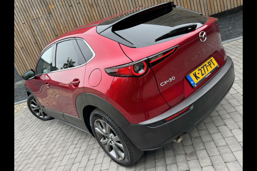 Mazda CX-30 2.0 e-SkyActiv-X M Hybrid Luxury Automaat | Open dak | Bordeauxrode lak | Stoel en- Stuurwielverwarming | Rondomzicht camera | A