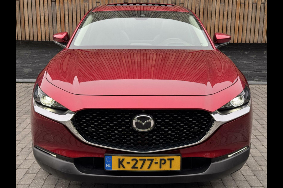 Mazda CX-30 2.0 e-SkyActiv-X M Hybrid Luxury Automaat | Open dak | Bordeauxrode lak | Stoel en- Stuurwielverwarming | Rondomzicht camera | A