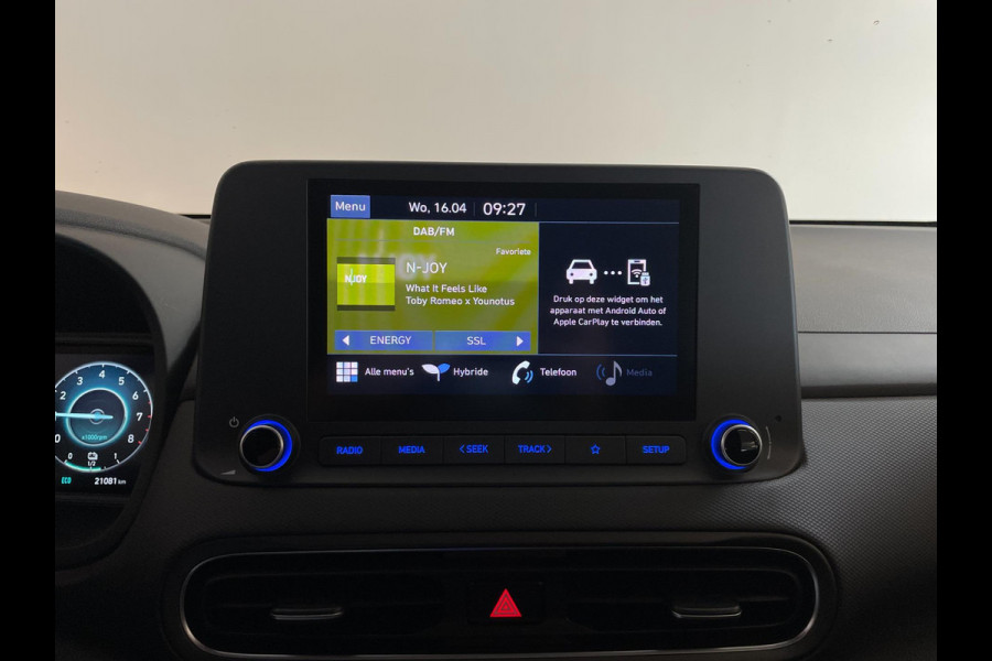 Hyundai Kona 1.6 GDI HEV HYBRID AUTOMAAT AIRCO CLIMA NAVI FRONTASSIST STUURVERW STOELVERW APPLE CARPLAY NIEUWSTAAT