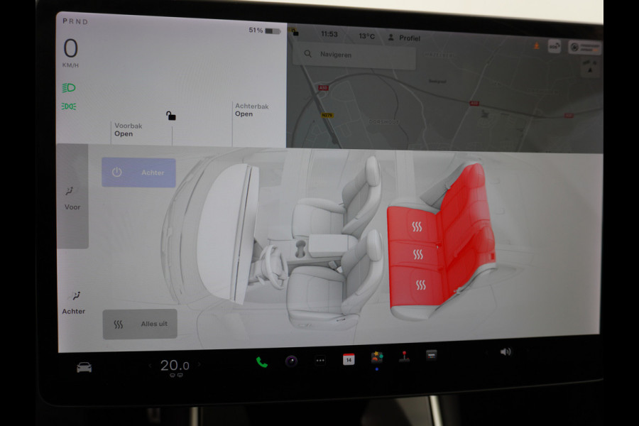 Tesla Model 3 4WD Performance 513pk 3,4 sec 0-100 ! 20" FSD-vb. AutoPilot Carbon-Spoiler Premium-HiFi Pano.dak Camera Leer Adaptive-Cruise+Sto Navi LED ACC DAB Voorverwarmen interieur en Keyless via App One-Pedal-Drive Rode Remklauwen Carbon-Spoiler Origineel Nederlandse auto ! nieuwprijs euro 64.580 euro Garantie op Accu tot 27-09-2027 max 192.000km