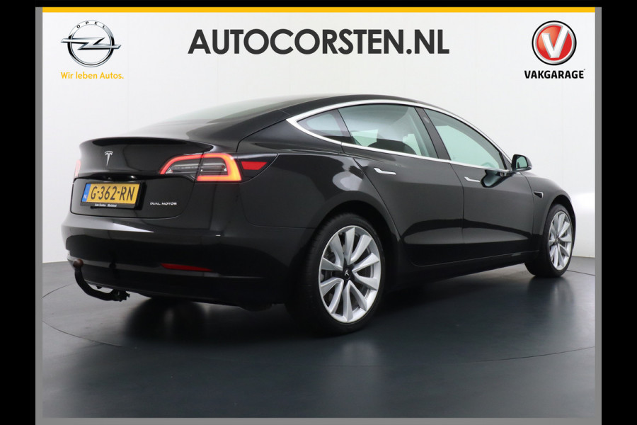 Tesla Model 3 RWD SR+ 60kWh 325PK Trekhaak Lmv 19" AutoPilot FSD-3 Comp. Premium Luidsprekers Leder PanoDak Adaptive-Cruise Camera's Elektr.-S Navi LED Comfortstoelen ACC DAB Voorverwarmen interieur en Keyless via App One-Pedal-Drive Origineel Nederlandse auto tot 11kw laden thuis! Garantie Accu tot 05-12-2027 max 160.000km 1.584kg licht! 1.000kg trekvermogen