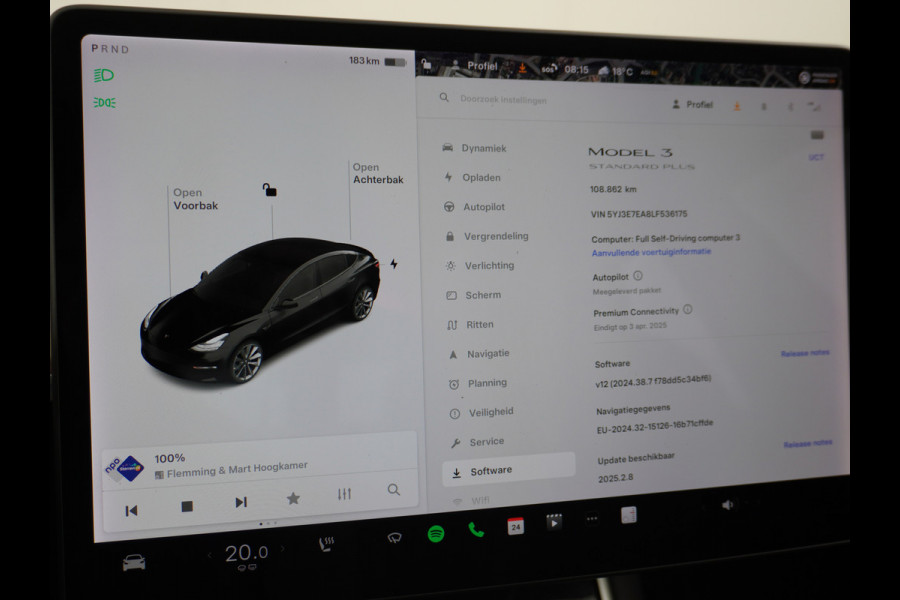 Tesla Model 3 RWD SR+ 60kWh 325PK Trekhaak Lmv 19" AutoPilot FSD-3 Comp. Premium Luidsprekers Leder PanoDak Adaptive-Cruise Camera's Elektr.-S Navi LED Comfortstoelen ACC DAB Voorverwarmen interieur en Keyless via App One-Pedal-Drive Origineel Nederlandse auto tot 11kw laden thuis! Garantie Accu tot 05-12-2027 max 160.000km 1.584kg licht! 1.000kg trekvermogen