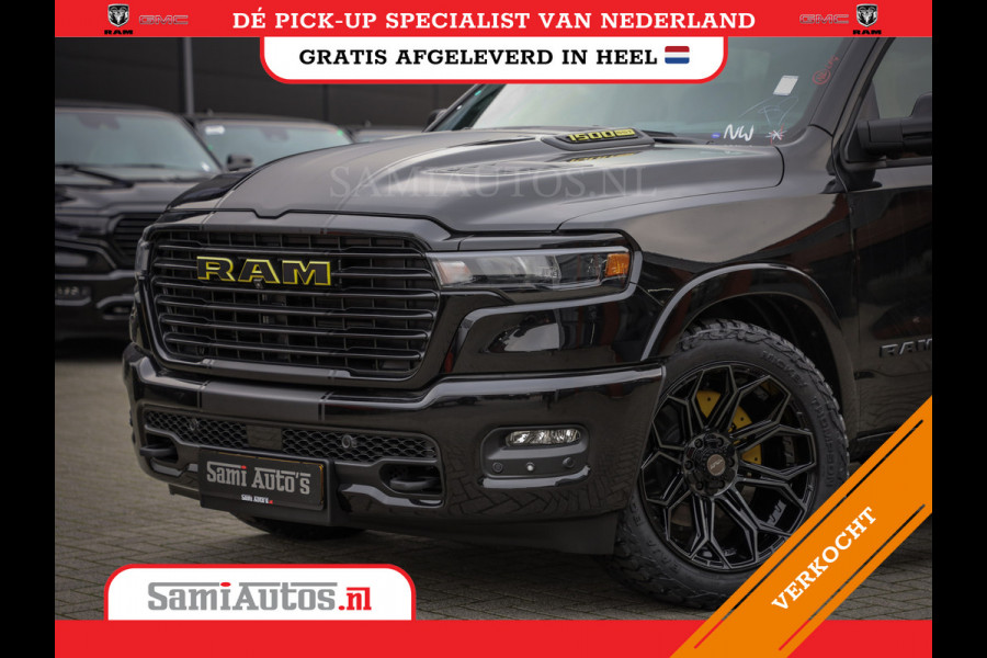 Dodge Ram PREMIUM NIGHT | MAY 2025 BOM VOL + HUD & 14.4 INCH SCHERM | LUCHTVERING | 420PK 636 Nm | PRIJS MET LPG EN COVER EN GARANTIE | DUBBELE CABINE | PICK UP | 5 PERSOONS | DC | GRIJSKENTEKEN | VOORRAAD NR 2232 - 3424