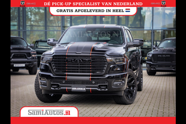 Dodge Ram PREMIUM NIGHT EDITION | | 420PK 636 Nm | BOM VOL + 14.4 INCH SCHERM | LUCHTVERING | HUD | PRIJS MET LPG EN COVER EN GARANTIE | DUBBELE CABINE | PICK UP | 5 PERSOONS | DC | GRIJSKENTEKEN | VOORRAAD NR 2283 - 3326