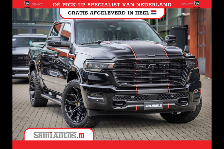 Dodge Ram PREMIUM NIGHT EDITION | | 420PK 636 Nm | BOM VOL + 14.4 INCH SCHERM | LUCHTVERING | HUD | PRIJS MET LPG EN COVER EN GARANTIE | DUBBELE CABINE | PICK UP | 5 PERSOONS | DC | GRIJSKENTEKEN | VOORRAAD NR 2283 - 3326