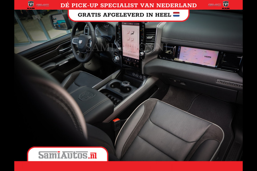 Dodge Ram PREMIUM NIGHT EDITION | | 420PK 636 Nm | BOM VOL + 14.4 INCH SCHERM | LUCHTVERING | HUD | PRIJS MET LPG EN COVER EN GARANTIE | DUBBELE CABINE | PICK UP | 5 PERSOONS | DC | GRIJSKENTEKEN | VOORRAAD NR 2283 - 3326
