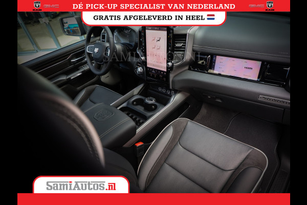 Dodge Ram PREMIUM NIGHT EDITION | | 420PK 636 Nm | BOM VOL + 14.4 INCH SCHERM | LUCHTVERING | HUD | PRIJS MET LPG EN COVER EN GARANTIE | DUBBELE CABINE | PICK UP | 5 PERSOONS | DC | GRIJSKENTEKEN | VOORRAAD NR 2283 - 3326