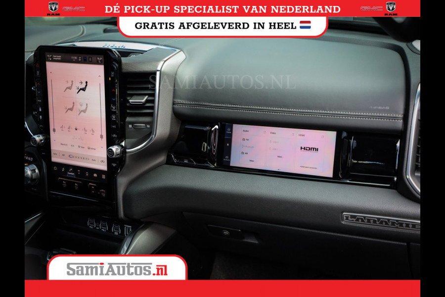 Dodge Ram PREMIUM NIGHT EDITION | | 420PK 636 Nm | BOM VOL + 14.4 INCH SCHERM | LUCHTVERING | HUD | PRIJS MET LPG EN COVER EN GARANTIE | DUBBELE CABINE | PICK UP | 5 PERSOONS | DC | GRIJSKENTEKEN | VOORRAAD NR 2283 - 3326