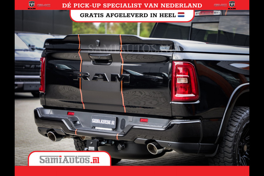 Dodge Ram PREMIUM NIGHT EDITION | | 420PK 636 Nm | BOM VOL + 14.4 INCH SCHERM | LUCHTVERING | HUD | PRIJS MET LPG EN COVER EN GARANTIE | DUBBELE CABINE | PICK UP | 5 PERSOONS | DC | GRIJSKENTEKEN | VOORRAAD NR 2283 - 3326