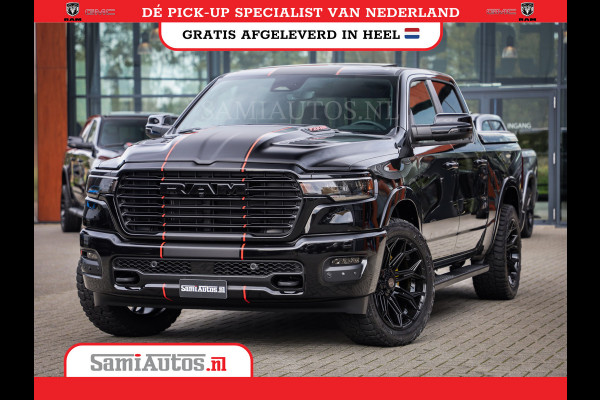 Dodge Ram PREMIUM NIGHT EDITION | | 420PK 636 Nm | BOM VOL + 14.4 INCH SCHERM | LUCHTVERING | HUD | PRIJS MET LPG EN COVER EN GARANTIE | DUBBELE CABINE | PICK UP | 5 PERSOONS | DC | GRIJSKENTEKEN | VOORRAAD NR 2283 - 3326