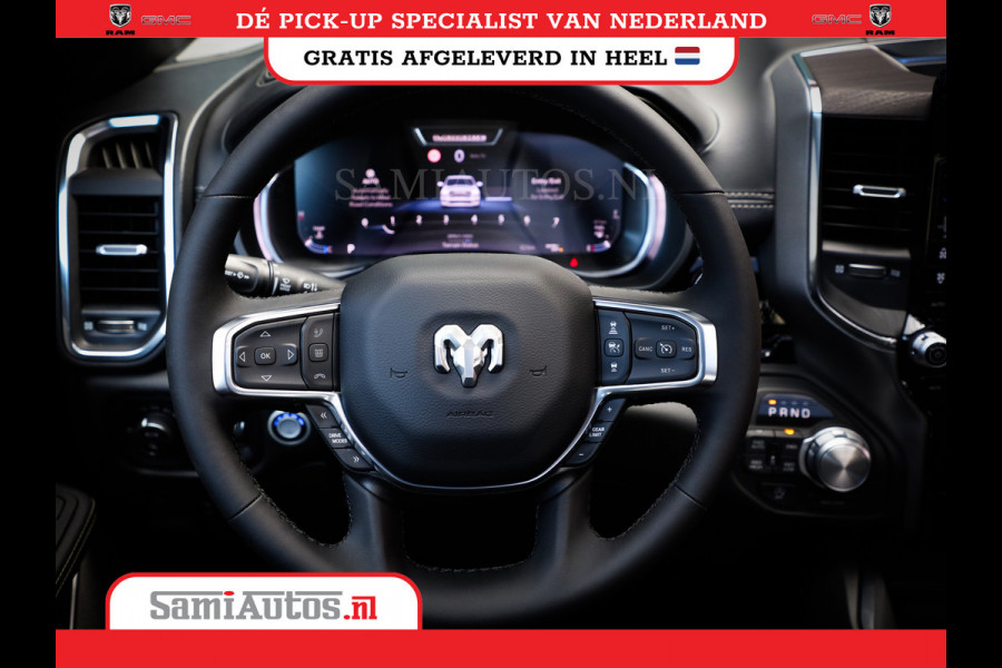 Dodge Ram PREMIUM NIGHT EDITION | | 420PK 636 Nm | BOM VOL + 14.4 INCH SCHERM | LUCHTVERING | HUD | PRIJS MET LPG EN COVER EN GARANTIE | DUBBELE CABINE | PICK UP | 5 PERSOONS | DC | GRIJSKENTEKEN | VOORRAAD NR 2283 - 3326