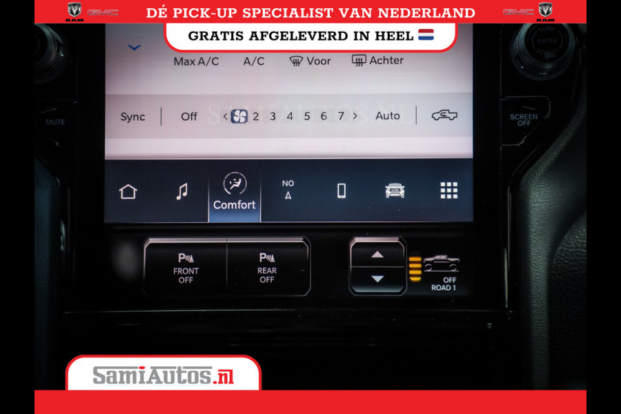 Dodge Ram PREMIUM NIGHT EDITION | | 420PK 636 Nm | BOM VOL + 14.4 INCH SCHERM | LUCHTVERING | HUD | PRIJS MET LPG EN COVER EN GARANTIE | DUBBELE CABINE | PICK UP | 5 PERSOONS | DC | GRIJSKENTEKEN | VOORRAAD NR 2283 - 3326